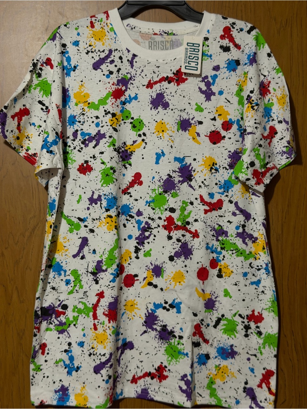 BRASCO White Multicolor Paint-Splatter Short Sleeve T-Shirt